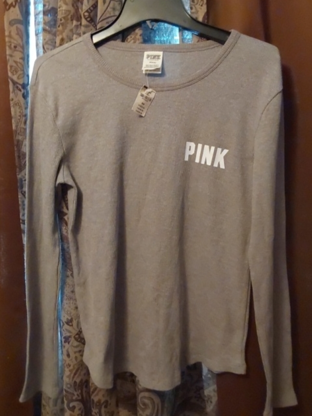 PINK Victoria's Secret Gray Long-Sleeve Thermal Tee